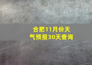 合肥11月份天气预报30天查询