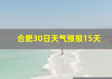 合肥30日天气预报15天