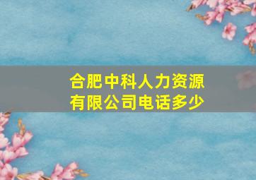 合肥中科人力资源有限公司电话多少