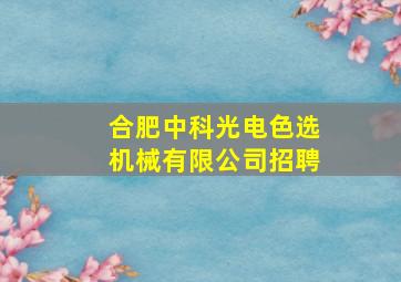 合肥中科光电色选机械有限公司招聘