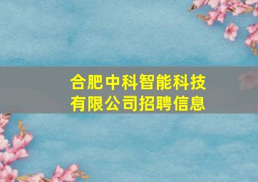 合肥中科智能科技有限公司招聘信息