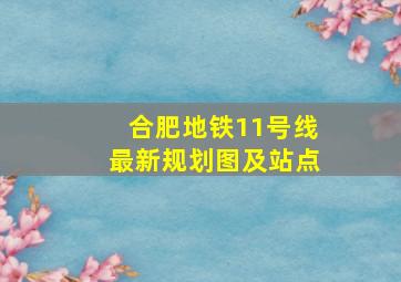 合肥地铁11号线最新规划图及站点