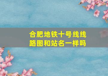 合肥地铁十号线线路图和站名一样吗