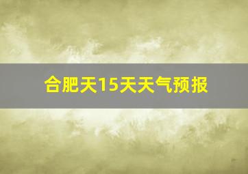 合肥天15天天气预报