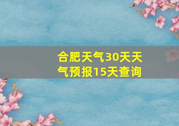 合肥天气30天天气预报15天查询