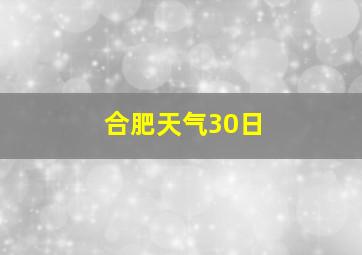 合肥天气30日