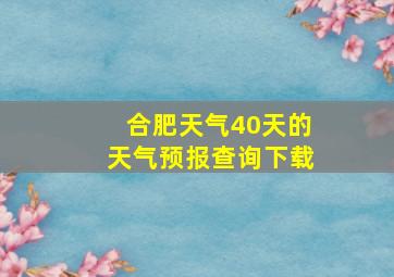 合肥天气40天的天气预报查询下载