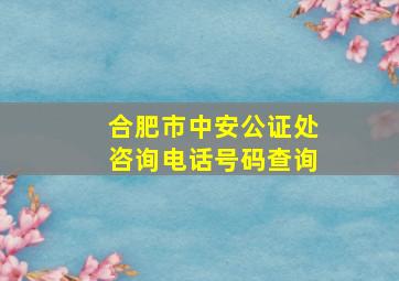 合肥市中安公证处咨询电话号码查询