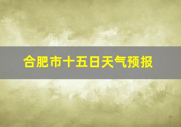 合肥市十五日天气预报