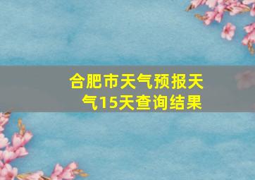 合肥市天气预报天气15天查询结果