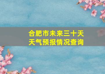 合肥市未来三十天天气预报情况查询