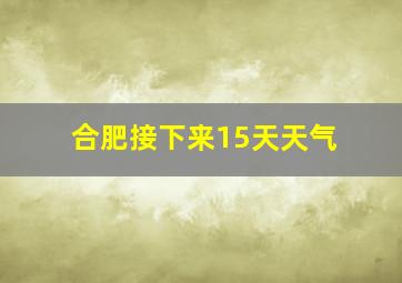 合肥接下来15天天气