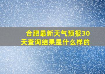 合肥最新天气预报30天查询结果是什么样的