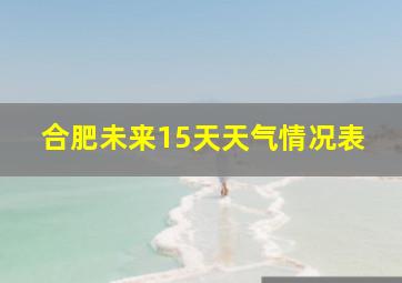 合肥未来15天天气情况表