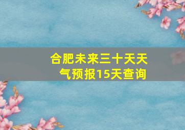 合肥未来三十天天气预报15天查询