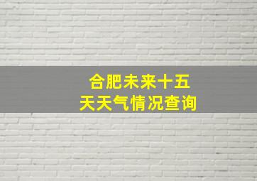 合肥未来十五天天气情况查询