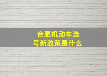 合肥机动车选号新政策是什么