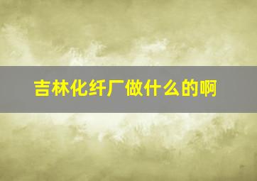 吉林化纤厂做什么的啊