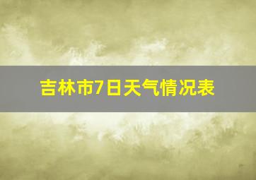 吉林市7日天气情况表