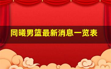 同曦男篮最新消息一览表