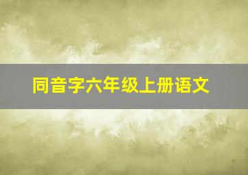 同音字六年级上册语文