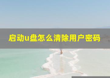 启动u盘怎么清除用户密码