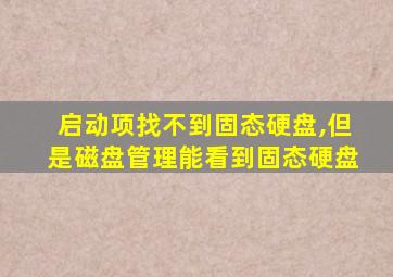 启动项找不到固态硬盘,但是磁盘管理能看到固态硬盘