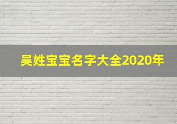 吴姓宝宝名字大全2020年