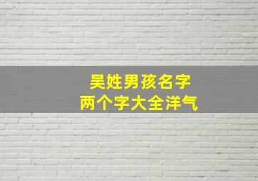 吴姓男孩名字两个字大全洋气