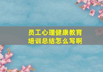 员工心理健康教育培训总结怎么写啊