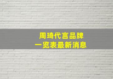 周琦代言品牌一览表最新消息