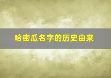 哈密瓜名字的历史由来