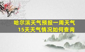 哈尔滨天气预报一周天气15天天气情况如何查询