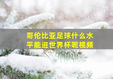 哥伦比亚足球什么水平能进世界杯呢视频