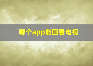 哪个app能回看电视