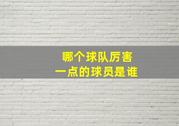 哪个球队厉害一点的球员是谁