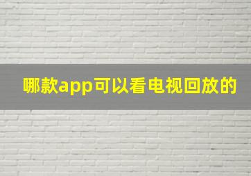 哪款app可以看电视回放的