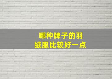 哪种牌子的羽绒服比较好一点