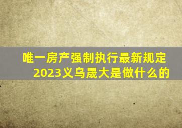 唯一房产强制执行最新规定2023义乌晟大是做什么的