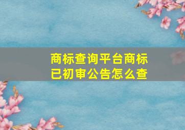 商标查询平台商标已初审公告怎么查