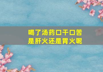 喝了汤药口干口苦是肝火还是胃火呢