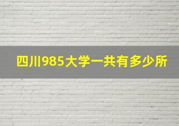 四川985大学一共有多少所