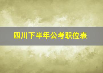 四川下半年公考职位表