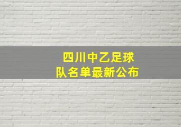 四川中乙足球队名单最新公布