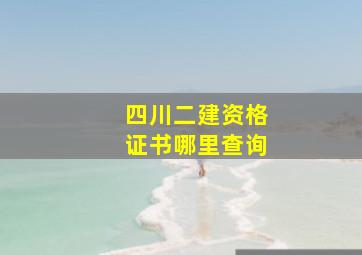 四川二建资格证书哪里查询