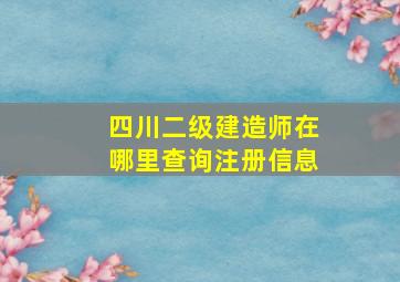 四川二级建造师在哪里查询注册信息