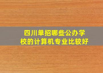 四川单招哪些公办学校的计算机专业比较好