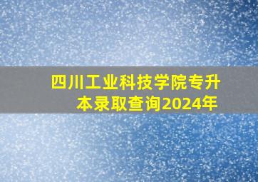 四川工业科技学院专升本录取查询2024年