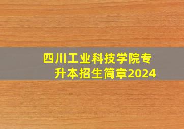 四川工业科技学院专升本招生简章2024