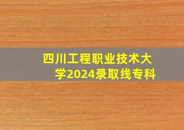 四川工程职业技术大学2024录取线专科